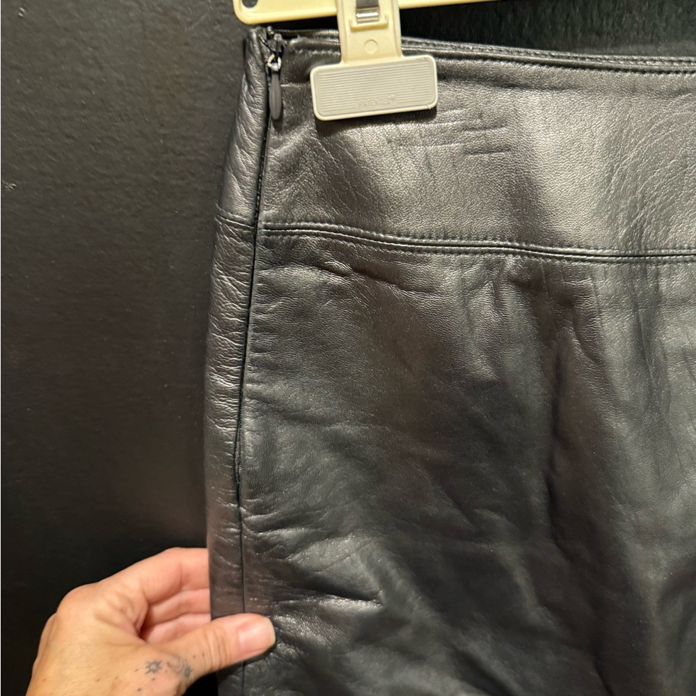 Lord & Taylor Metallic Leather Skirt - Picture 8 of 10